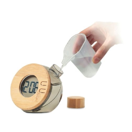 Horloge à eau LCD en bambou DROPPY LUX
