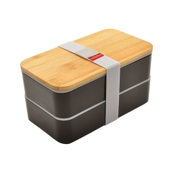 Bento 'Nagano', blanc, avec couvercle en bambou