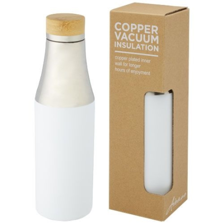 Bouteille Hulan de 540 ml en acier inoxydable avec cuivre et isolation par le vide avec couvercle en bambou Bouteille Hulan de 540 ml en acier inoxydable avec cuivre et isolation par le vide avec couvercle en bambou