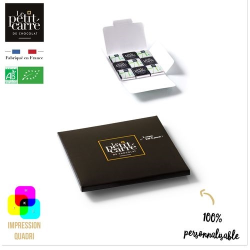 Pochette personnalisée recto-verso 9 carrés de chocolat noir