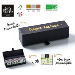 Coffret Délicatesse personnalisé 20 carrés de chocolat avec bagues personnalisées