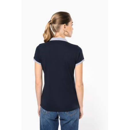 Polo piqué bicolore femme