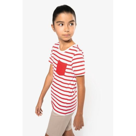 T-shirt rayé marin avec poche manches courtes enfant
