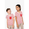 T-shirt rayé marin avec poche manches courtes enfant