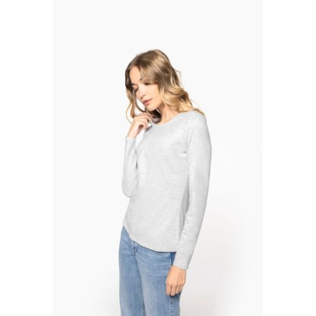 T-shirt col rond manches longues femme