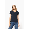 T-shirt maille piquée col V femme