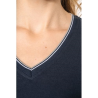T-shirt maille piquée col V femme