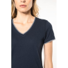 T-shirt maille piquée col V femme