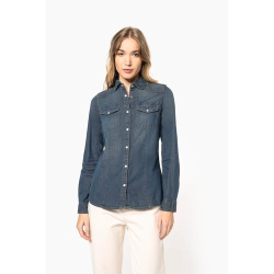Chemise denim manches longues femme