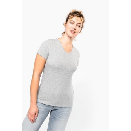T-shirt col V manches courtes femme
