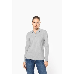 Polo maille piquée manches longues femme