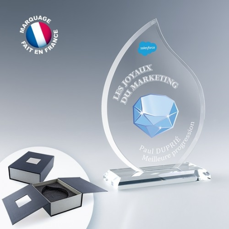 Trophée flamme en verre