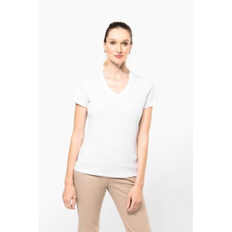 T-shirt Supima® col V manches courtes femme