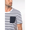 T-shirt rayé marin avec poche manches courtes homme