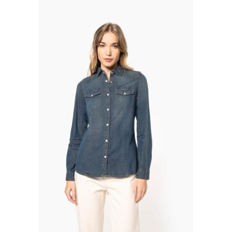 Chemise denim manches longues femme
