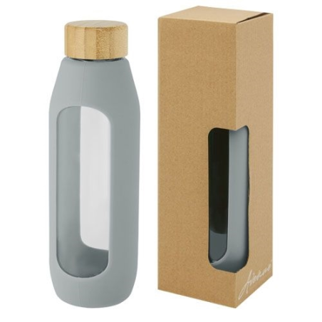 Bouteille Tidan de 600 ml en verre borosilicate avec grip en silicone