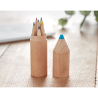 6 crayons dans un étui en bois