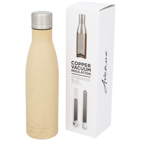 Bouteille isotherme Vasa imitation bois sous vide avec couche de cuivre de 500 ml