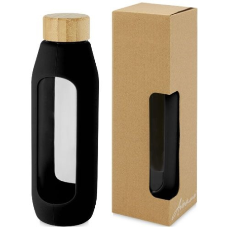 Bouteille Tidan de 600 ml en verre borosilicate avec grip en silicone