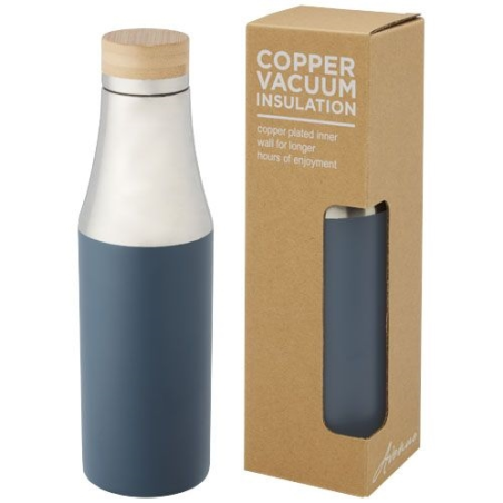 Bouteille Hulan de 540 ml en acier inoxydable avec  cuivre et isolation par le vide avec couvercle en bambou