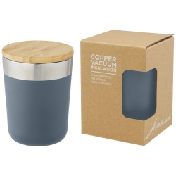 Gobelet Lagan de 330 ml en acier inoxydable avec isolation par le vide et couche de cuivre, avec couvercle en bambou