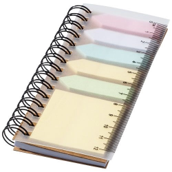 Bloc-notes à spirales avec mémos autocollants colorés Spinner